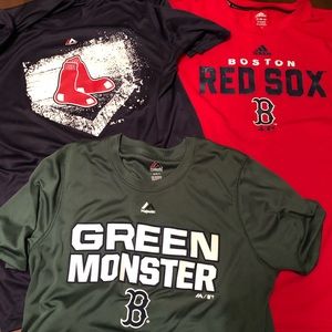 Lot of 3 Boys Heat Gear Red Sox Shirts XL